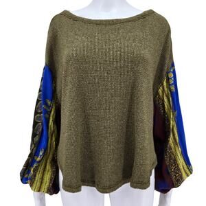 Free People Wesley Thermal Long Sleeve Top Green XS